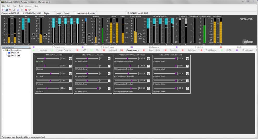 Orban OPTIMOD 8600Si audio processor, monitor view