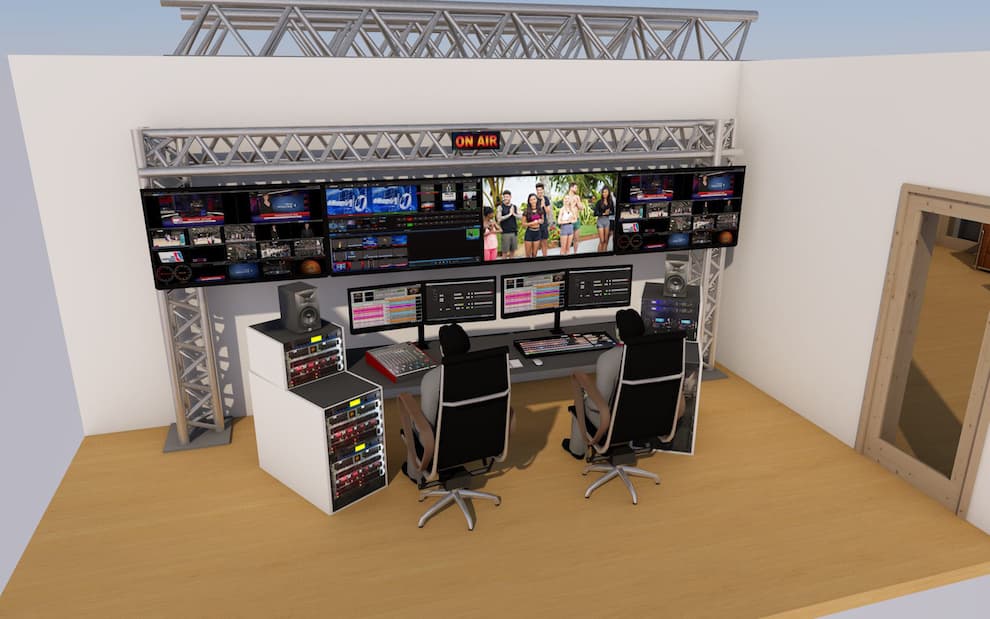 studio de télévision rendu 3D, 4