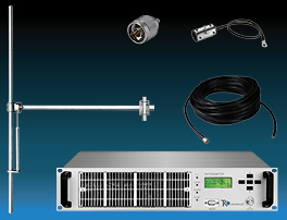 package 300W fm transmitter with 1 bay dipole fm antenna and accessories - wide band aluminium miniature