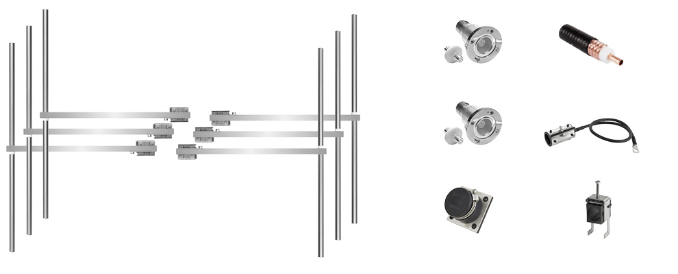 Complete Package composed by: 6 Bay Dipole FM Antenna - Wide Band - Stainless, 30 meters of 1-5/8 inch Coaxial Cable with connectors, grounding kit, hanging kit, Hoisting Grip and Wall/Roof Thru kit. 1-5/8 Input Connector - Max Power: 12kW - Gain: 9,5dBd