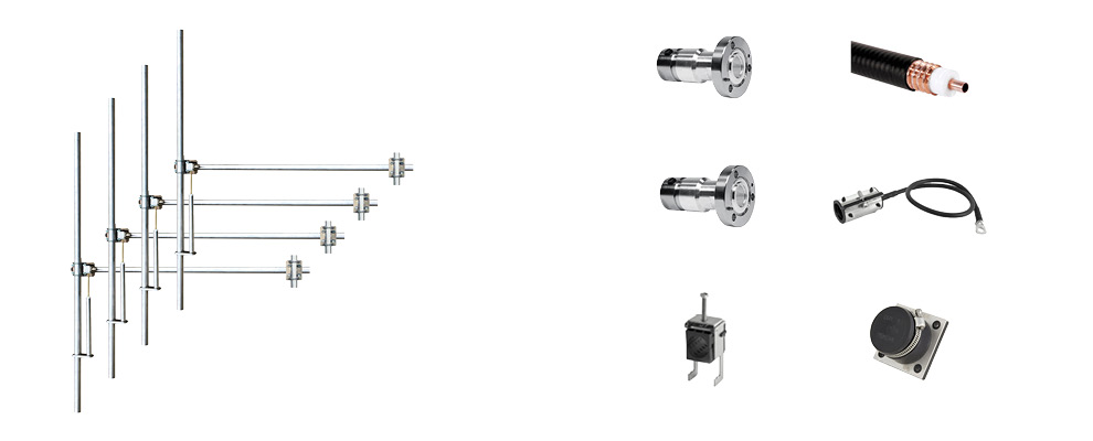 paquet 4 baies dipôle fm antenne et accessoires large bande aluminium max puissance 5kw