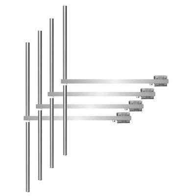 Sistema de antena FM 4 dipolos Inoxidable-Banda ancha-Polarización vertical-Divisor de potencia-Cables de puente-Potencia 7000W-Conector 7/8-Patrón omnidireccional-Ganancia 8dB