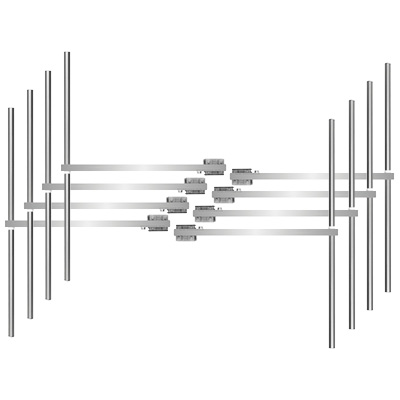 Système d'antenne FM 8 dipôles Inox-Large Bande-Vertical Polarisation-Diviseur-Cavalier Câbles-Alimentation 12kW-Connecteur 1 7/8-Omnidirectionnel motif-Gain 9,5dB